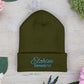 Teal Embroidered 'ELOHIM, GENESIS 1:1' Classic Cuffed Beanie - Cozy Winter Hat, Streetwear Accessory, Personalized Gifts, Religious Apparel, Unisex Beanie