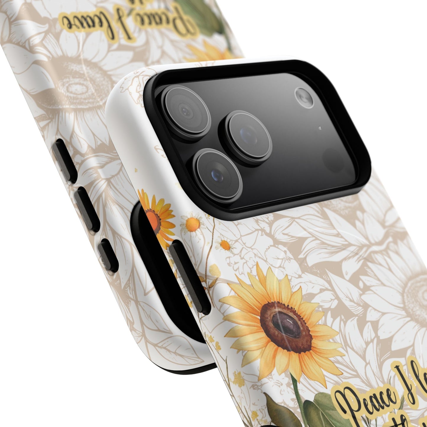 Peace I Leave with You John 14:27,  Inspirational Gift, Tough iPhone Magnetic Case  Scripture, Sunflower Bible Verse, MagSafe® iPhone® Tough Case, iPhone 14, iPhone 15, iPhone 16, Pro, Pro Max, Plus