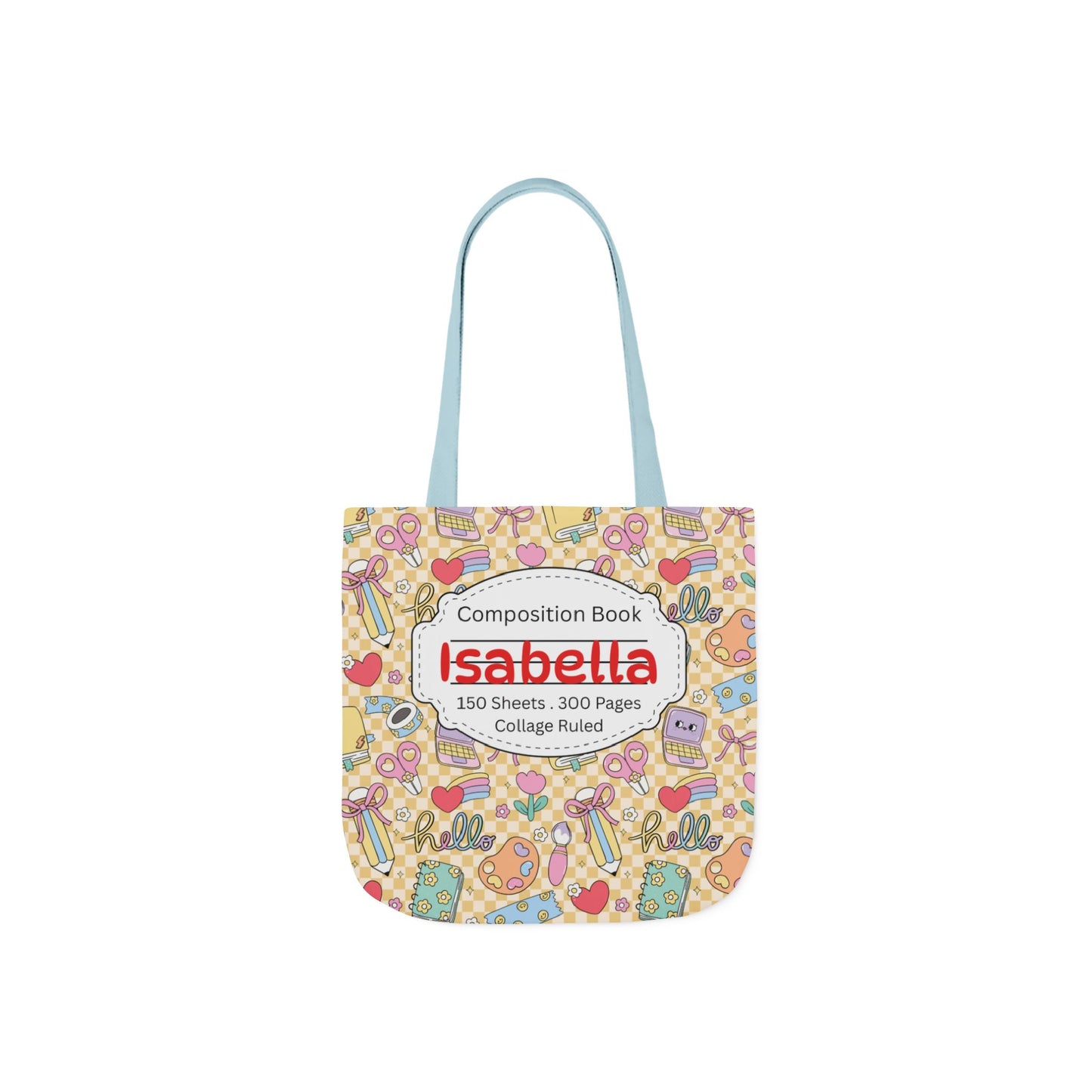 Personalized Doodle Daydream Composition Book Inspired Canvas Tote Bag with Colorful Straps, Cute School Bag, Eco-Friendly Tote, Back to School Shopping Bag, Teacher Gift Idea