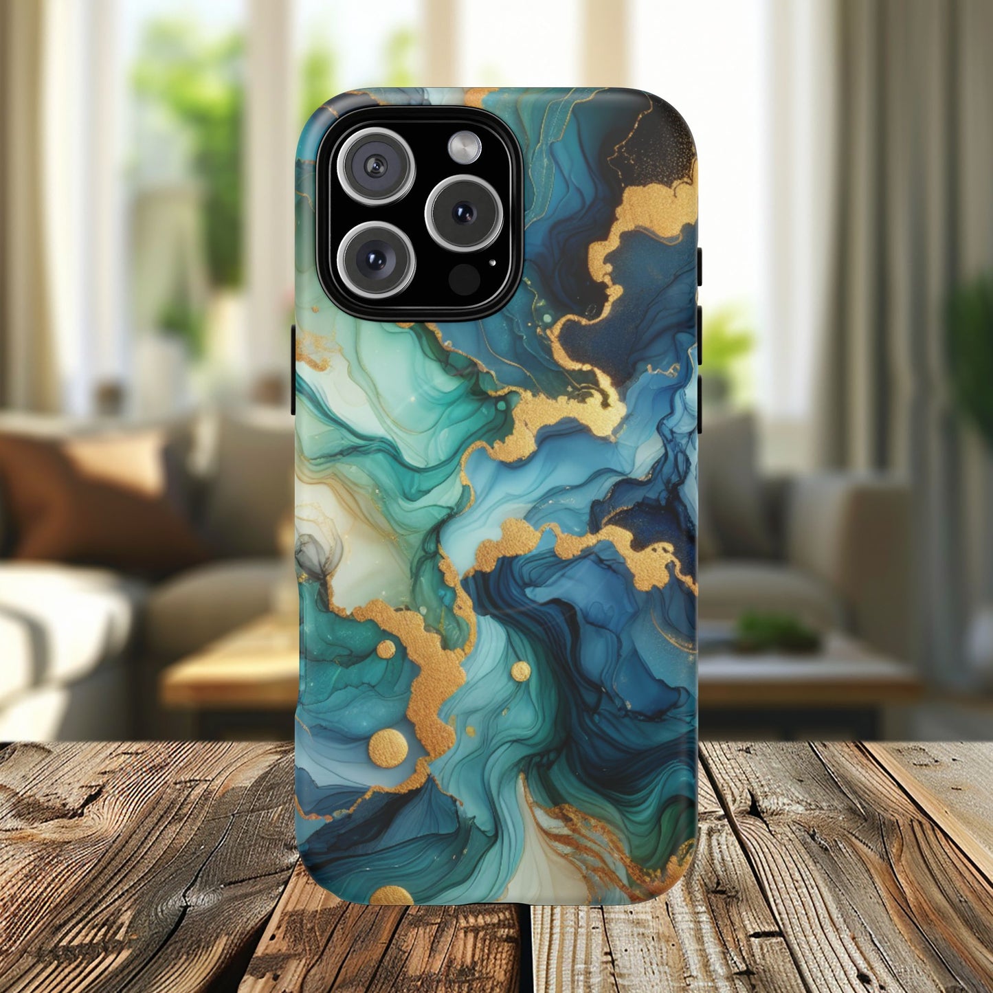 Ocean Quartz Luxe Marble Pattern Tough Magnetic iPhone Case, Phone Accessories, Luxury Gift, Durable iPhone Cover, Unique Design for iPhone Users.