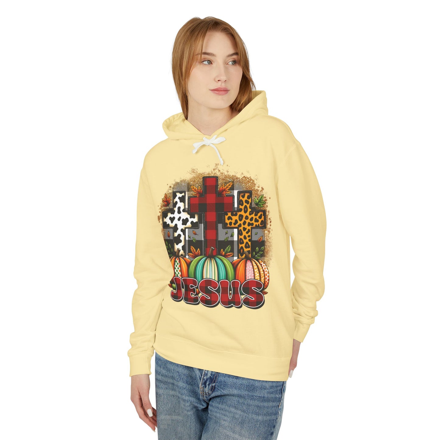 Faithful Harvest Cross Unisex Lightweight Hooded Sweatshirt