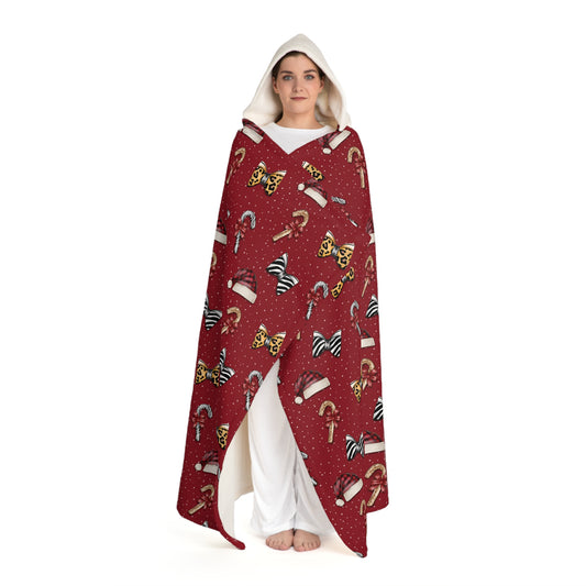 Festive Luxe Hooded Sherpa Fleece Blanket