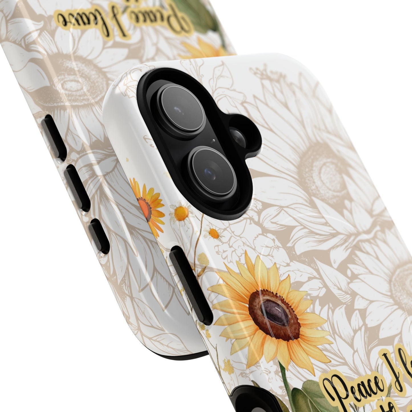 Peace I Leave with You John 14:27,  Inspirational Gift, Tough iPhone Magnetic Case  Scripture, Sunflower Bible Verse, MagSafe® iPhone® Tough Case, iPhone 14, iPhone 15, iPhone 16, Pro, Pro Max, Plus