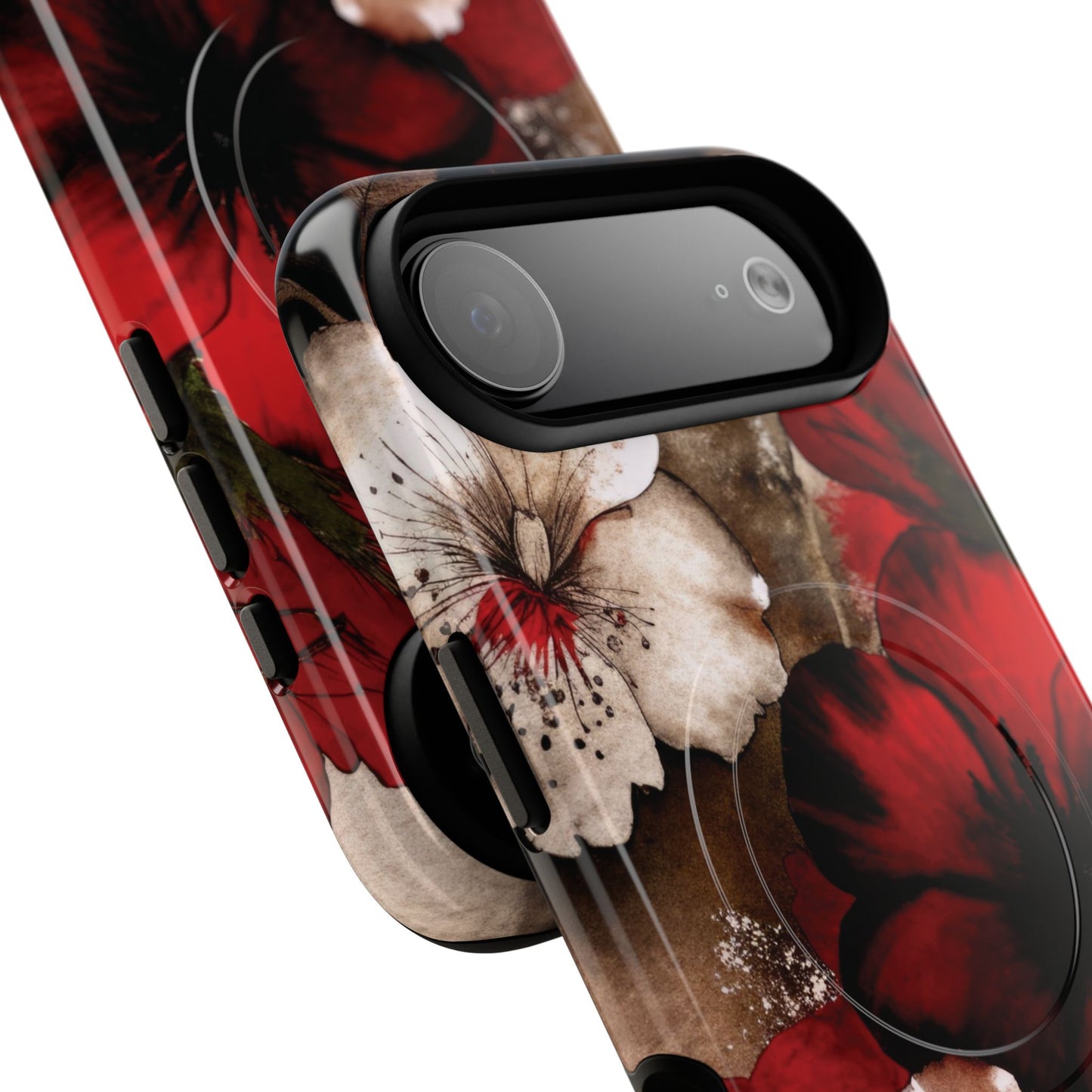 Crimson Noir Tough iPhone Magnetic Cases, Tough iPhone Protector, Stylish Floral Design, Gift for Her, Floral Accessories