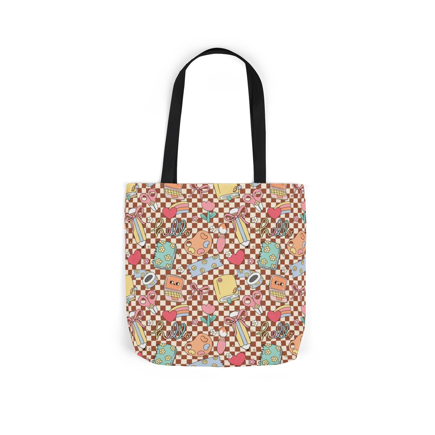 Personalized Brown Doodle Daydream Composition Book Inspired Canvas Tote Bag with Colorful Straps, Cute School Bag, Eco-Friendly Tote, Back to School Shopping Bag, Teacher Gift Idea