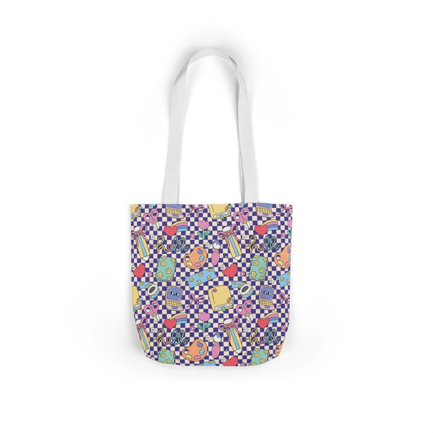 Personalized Purple Doodle Daydream Composition Book Inspired Canvas Tote Bag with Colorful Straps, Cute School Bag, Eco-Friendly Tote, Back to School Shopping Bag, Teacher Gift Idea