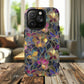 Chromatic Bloom Tough iPhone Magnetic Case, Tough iPhone Cover, Floral iPhone Accessory, Birthday Gift, Elegant Tech Decor, MagSafe Stained Glass Pattern.