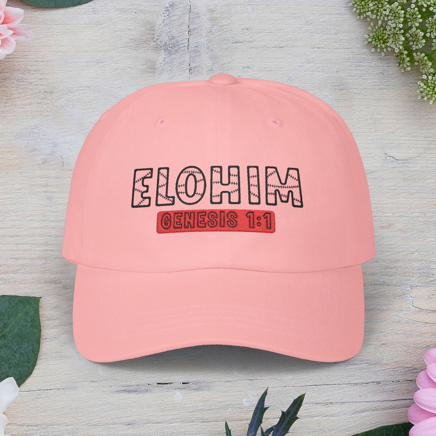 Classic Embroidery Dad Cap with 'ELOHIM, GENESIS 1:1' - Faith-Based Hat, Casual Wear, Gift for Dad, Christian Accessory, Summer Fashion