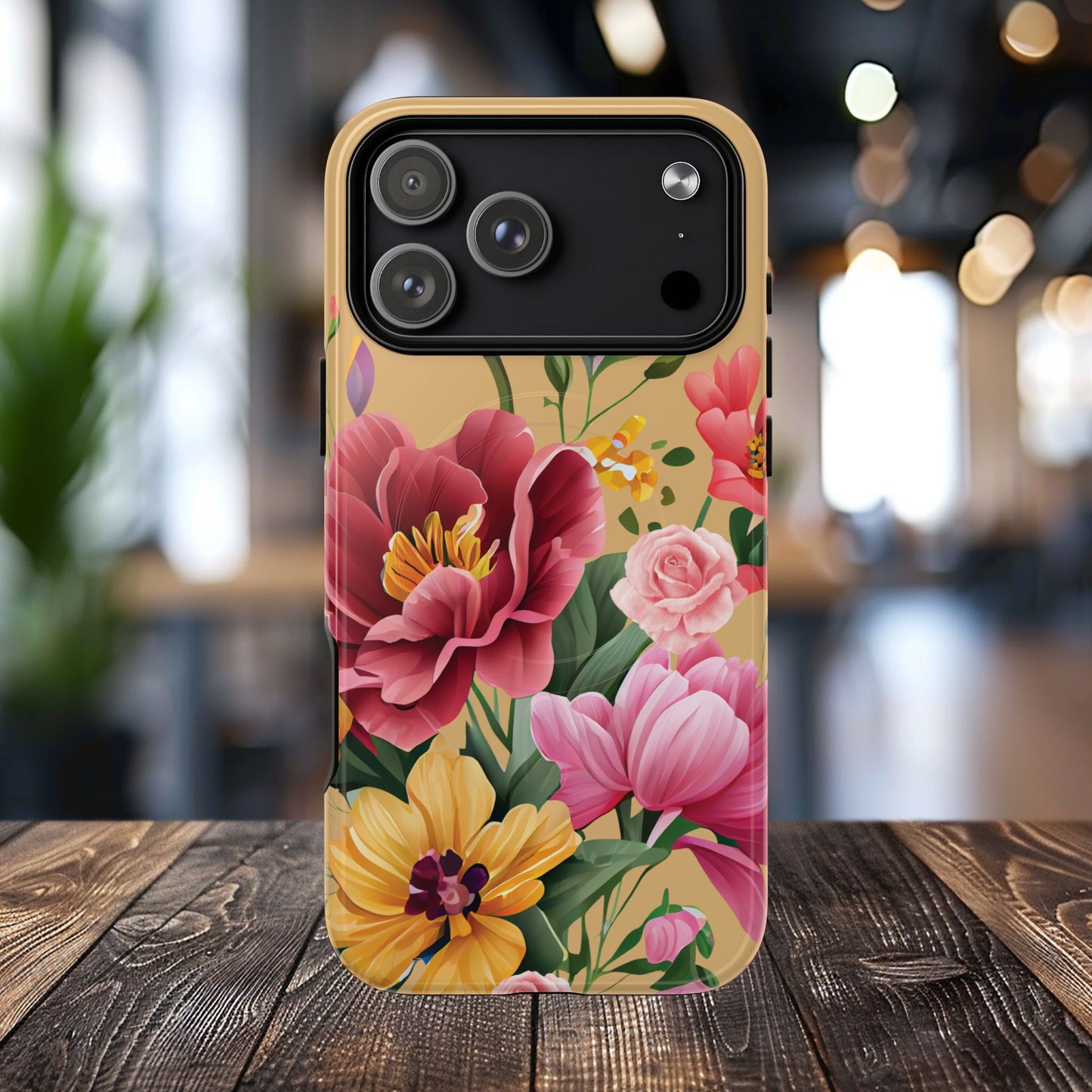 Sunset Botanica Tough iPhone Magnetic Case, Gifts for Her, MagSafe® iPhone® Tough Case, iPhone 13, 14, iPhone 15, iPhone 16, 17, Pro, Pro Max, Plus.