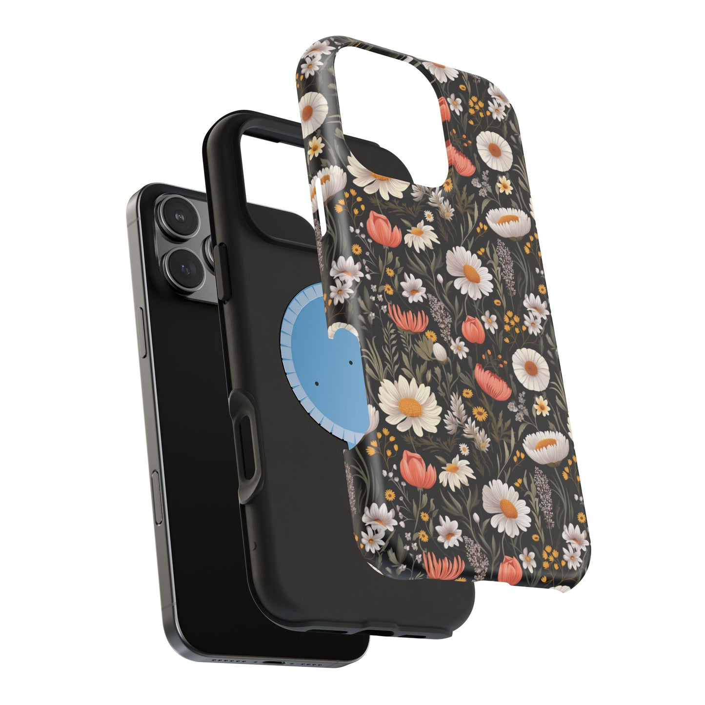 Blossom Elegance: Noir Garden Magnetic Tough iPhone Cases