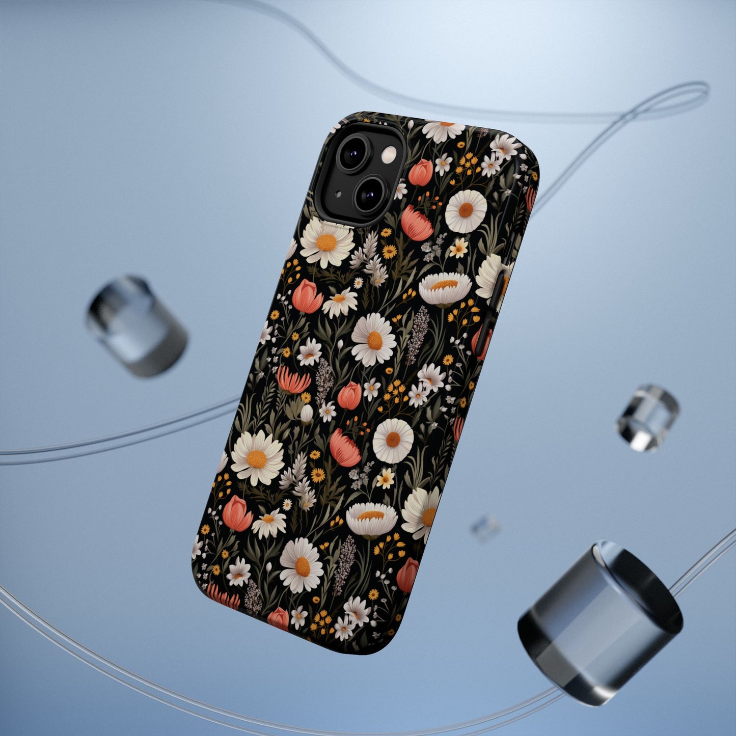 Blossom Elegance: Noir Garden Magnetic Tough iPhone Cases