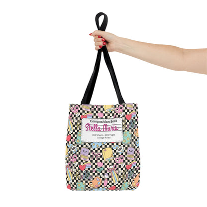 Personalized Black Doodle Daydream Composition Book Inspired Tote Bag, Back to School Tote, Teacher Gift, Kids Bag, Custom Name Bag, Educational Accessories, Back to School Tote Bag.