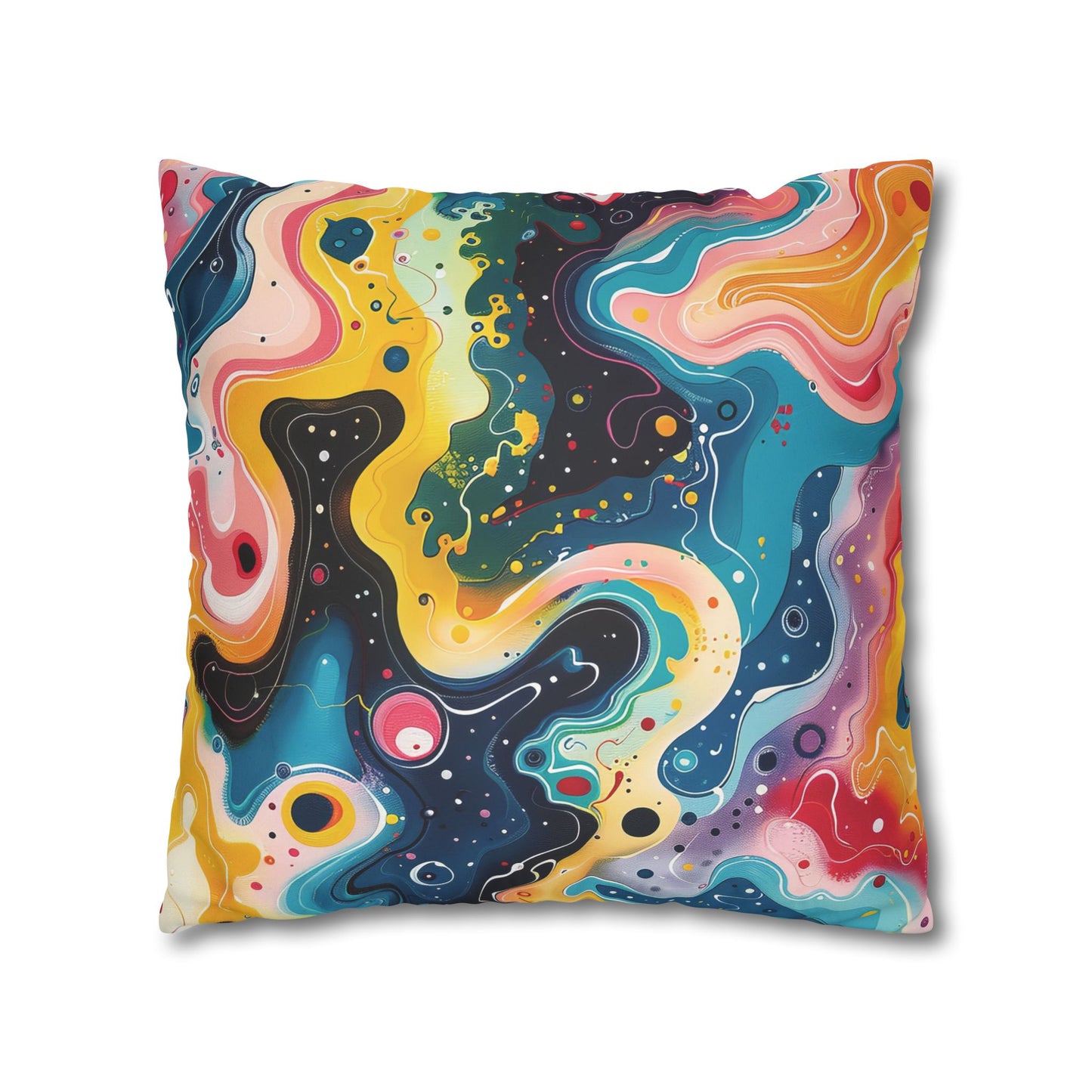 Psychedelic Visions Vibrant Abstract Art Pillowcase - Colorful Decorative Faux Suede Cushion Cover