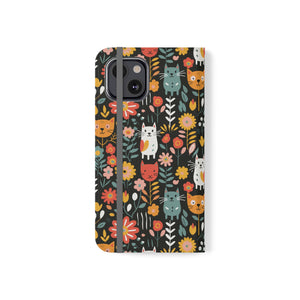 Whimsical Feline Garden iPhone and Samsung Flip Cases