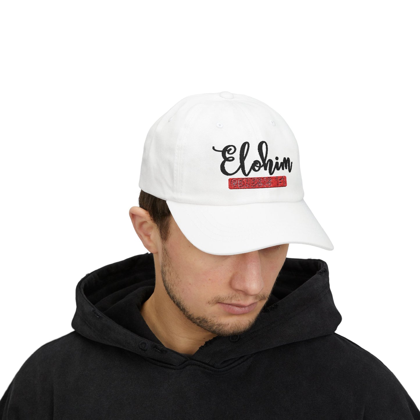 Classic Embroidery Dad Cap with 'ELOHIM, GENESIS 1:1' - Faith-Based Hat, Casual Wear, Gift for Dad, Christian Accessory, Summer Fashion
