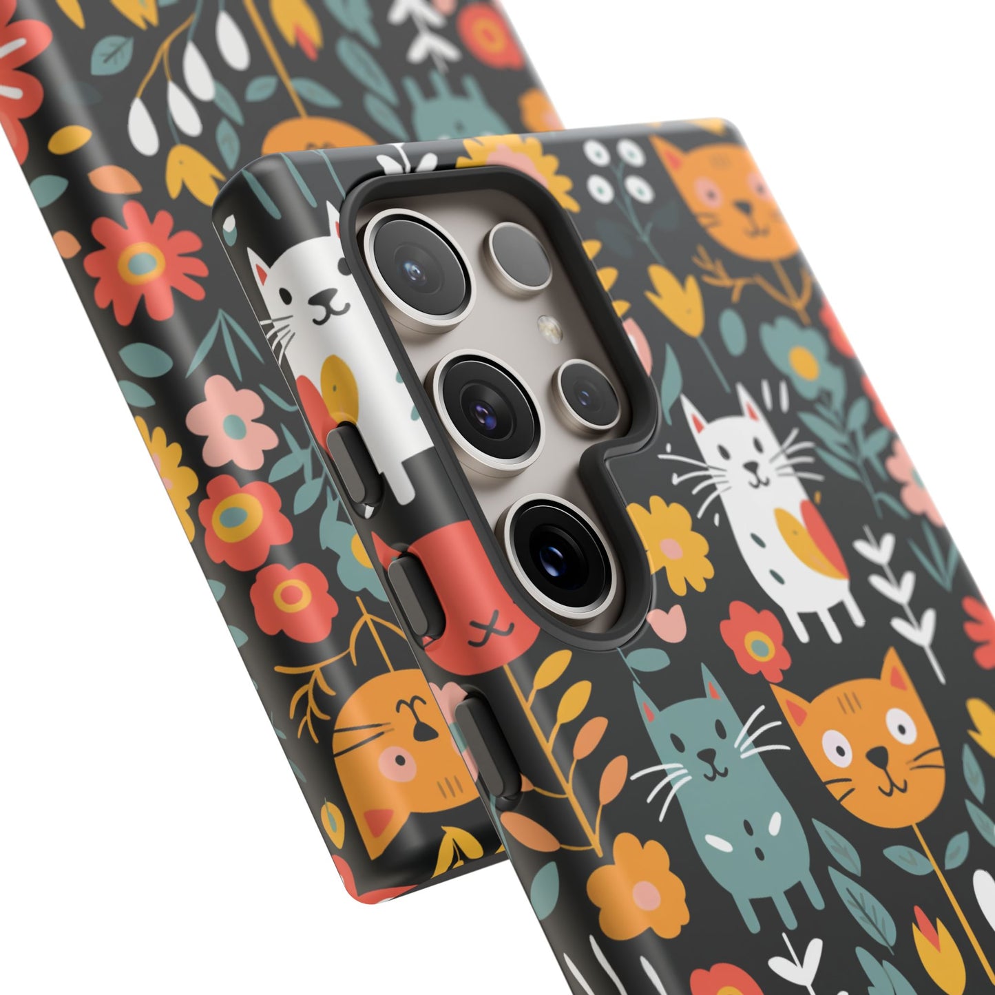 Whimsical Feline Garden iPhone, Samsung or Google Pixel Tough Cases