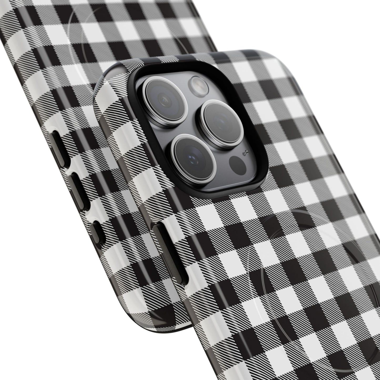 Black and White Gingham Phone Case, Tough Magnetic Cases, Stylish Phone Cover, Gift for Her, Trendy Phone Accessory, Checkered Print