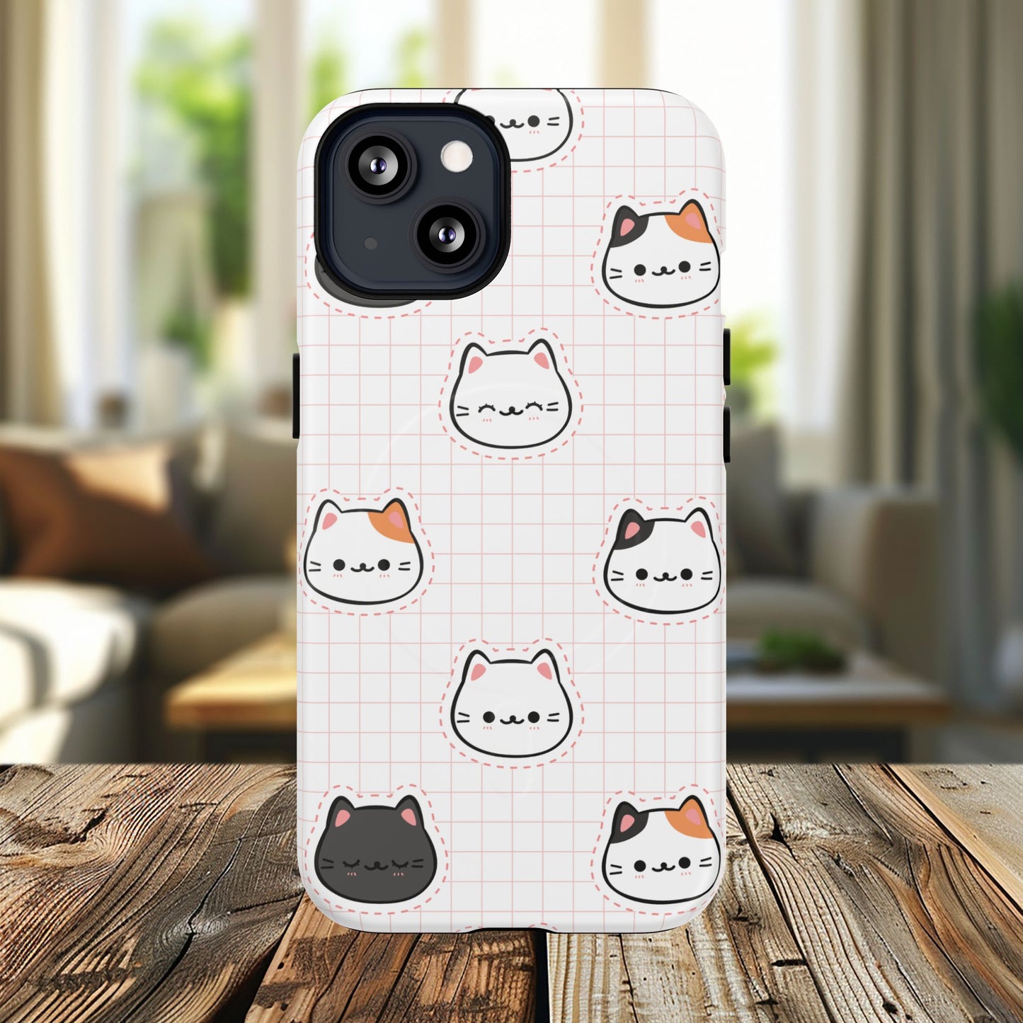 Cute Cat Tough Magnetic Case, iPhone Cover, Cat Lover Gift, Cute Cat Accessories, Pet-Themed iPhone Case