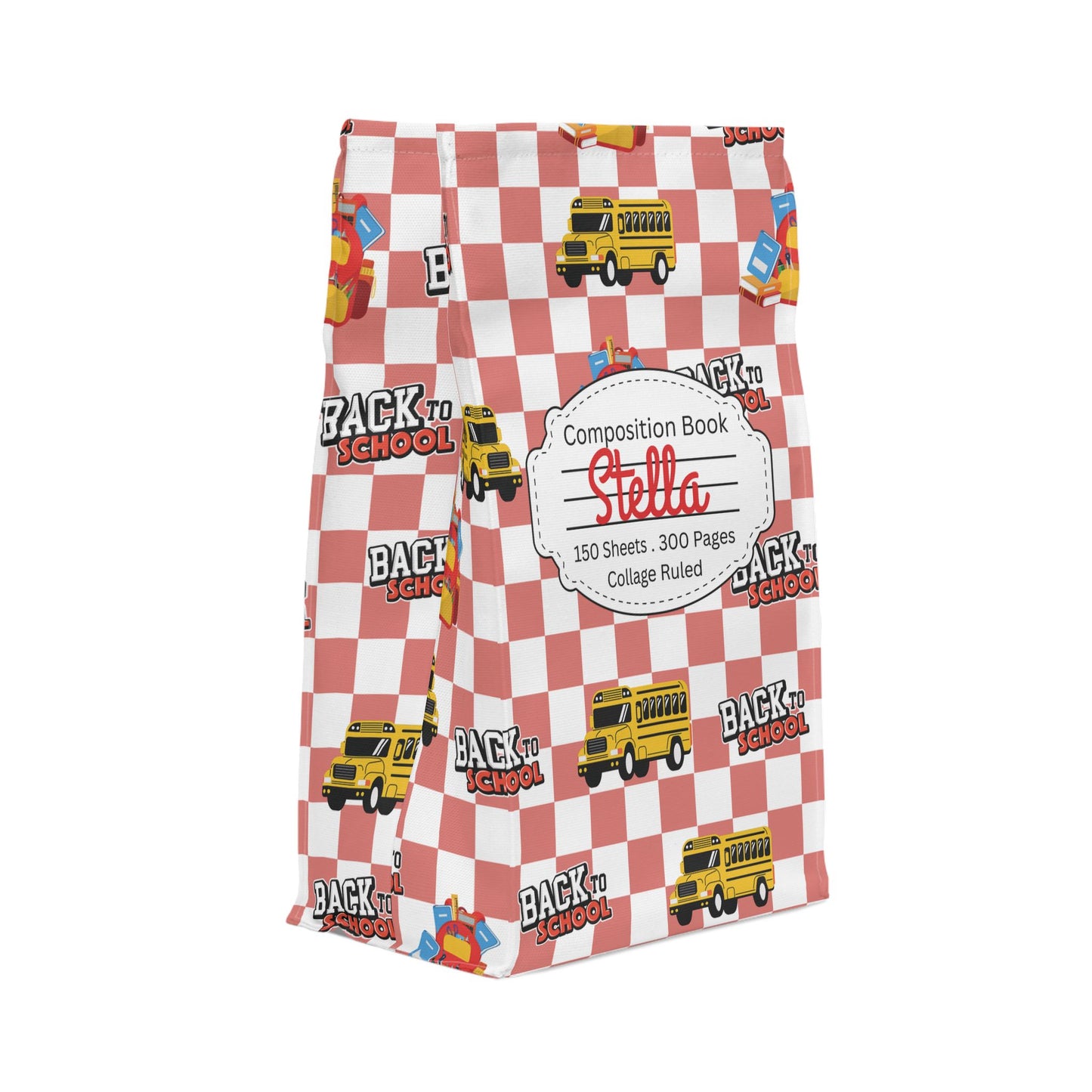 Custom Red SchoolYard Chic Composition Book Inspired Stylish Polyester Lunch Box for Kids - Perfect for School, Picnics, or Snacks | Personalized ABC Design, Back to School, Family [...]