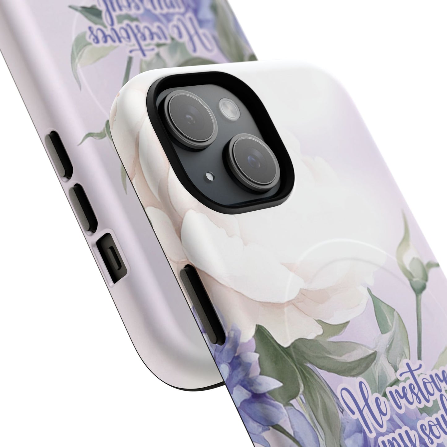 He Restores My Soul Tough iPhone Magnetic Cases, Christian Gift, MagSafe® iPhone® Tough Case, iPhone 13, 14, iPhone 15, iPhone 16, 17, Pro, Pro Max, Plus