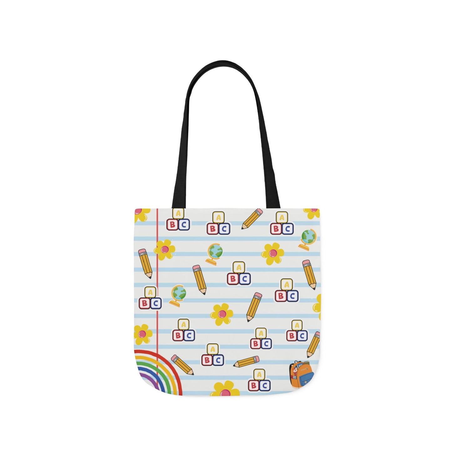 Personalized White Schoolyard Chic Composition Book Inspired Canvas Tote Bag with Colorful Straps, Cute School Bag, Eco-Friendly Tote, Back to School Shopping Bag, Teacher Gift Idea