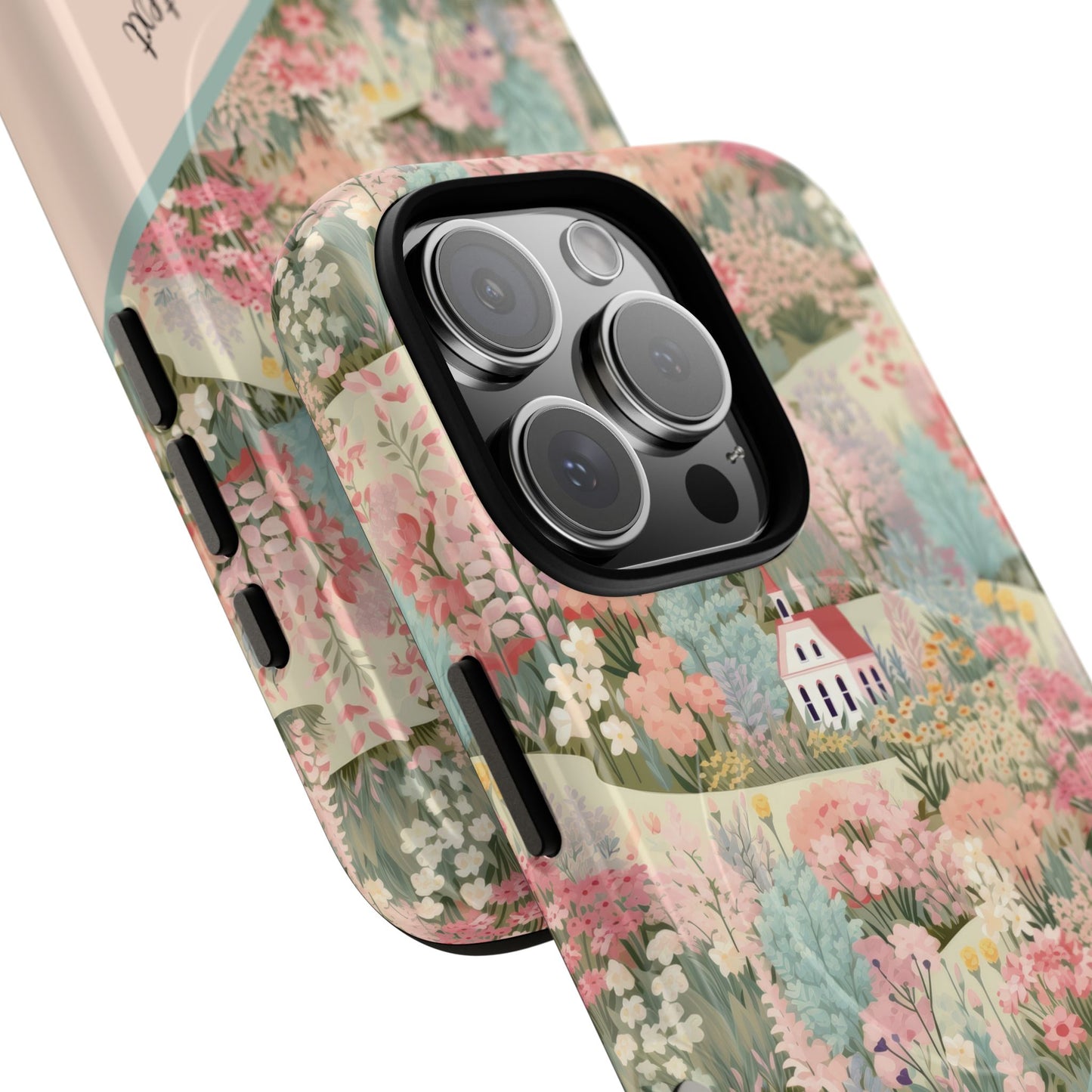 Blush Bloom Village Tough Magnetic MagSafe®Case, Durable Protection, Unique Gift for Nature Lovers,  iPhone® 13, 14, 15, 16, 17, Pro, Pro Max, Plus Cases.
