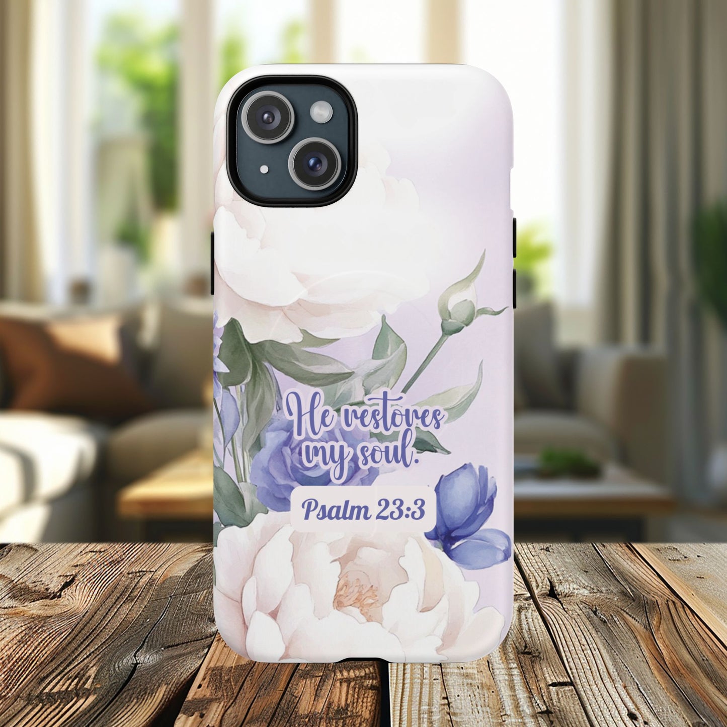 He Restores My Soul Tough iPhone Magnetic Cases, Christian Gift, MagSafe® iPhone® Tough Case, iPhone 13, 14, iPhone 15, iPhone 16, 17, Pro, Pro Max, Plus