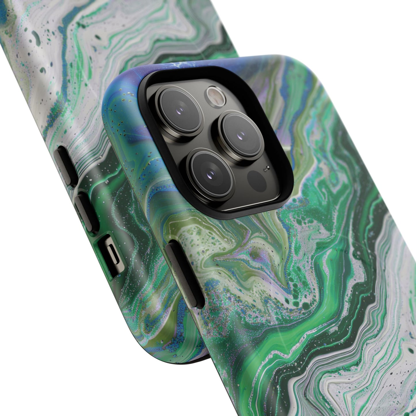 Marbled Tough iPhone Case, Magnetic Protector, Stylish Tech Accessory, Durable iPhone Cover, Unique Gift Idea