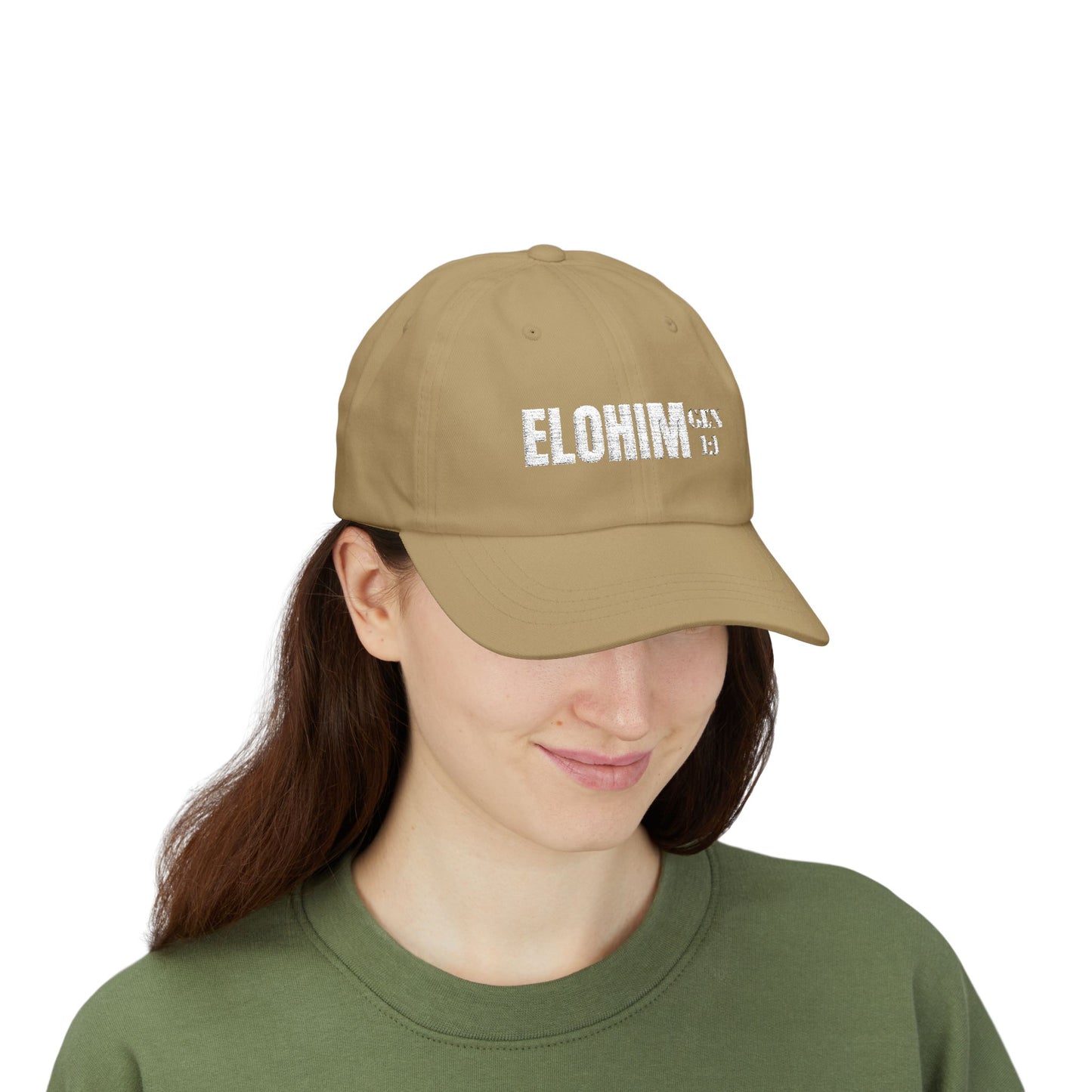 Classic Embroidery Dad Cap with 'ELOHIM, GENESIS 1:1' - Faith-Based Hat, Casual Wear, Gift for Dad, Christian Accessory, Summer Fashion