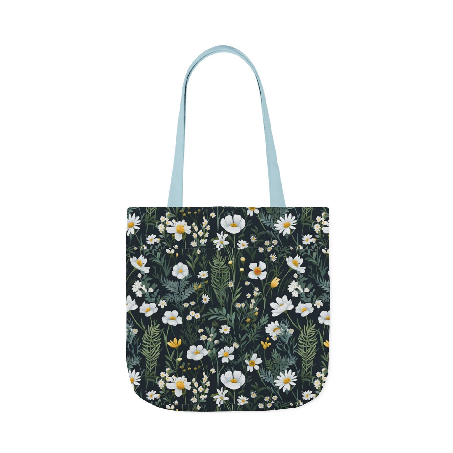 Daisy Delight Floral Canvas Tote Bag with 5-Color Straps | Eco-Friendly Shopping Bag