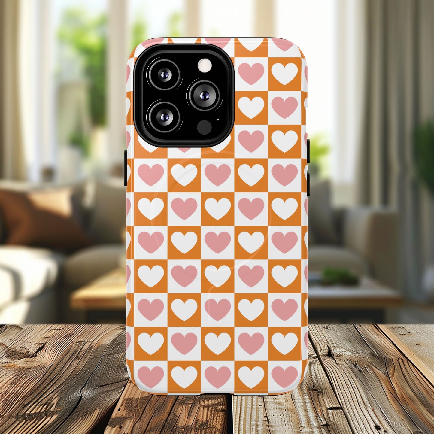 Heart Pattern Magnetic iPhone Case, Valentine Gift, Cute iPhone Accessory, Durable Case for Lovers, Custom iPhone Skin, Sweetheart Case