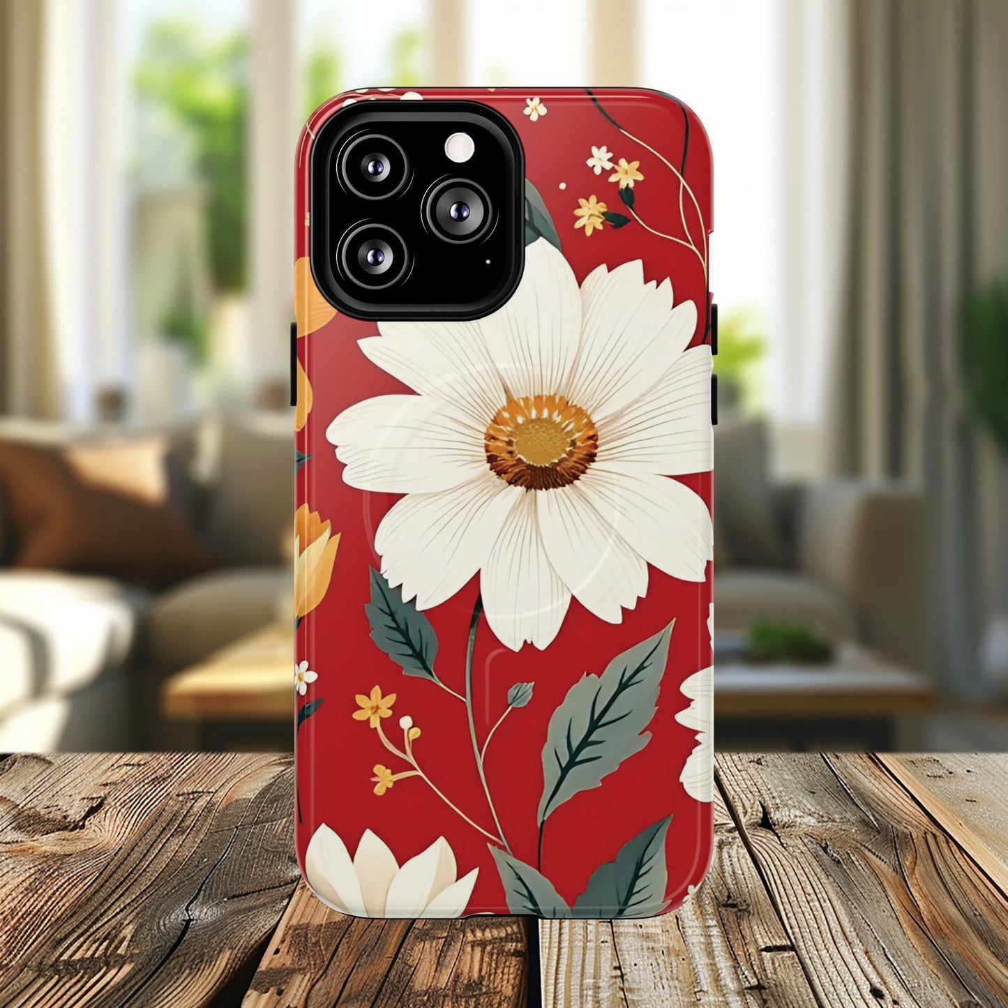 Floral Fusion Tough Magnetic Phone Case | Flower Design, Durable Protective Cover, Gift for Her, Spring Style, Unique Phone Accessory.