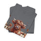 Autumn Highland Cow Charm Unisex Heavy Cotton Tee