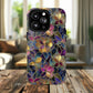 Chromatic Bloom Tough iPhone Magnetic Case, Tough iPhone Cover, Floral iPhone Accessory, Birthday Gift, Elegant Tech Decor, MagSafe Stained Glass Pattern.