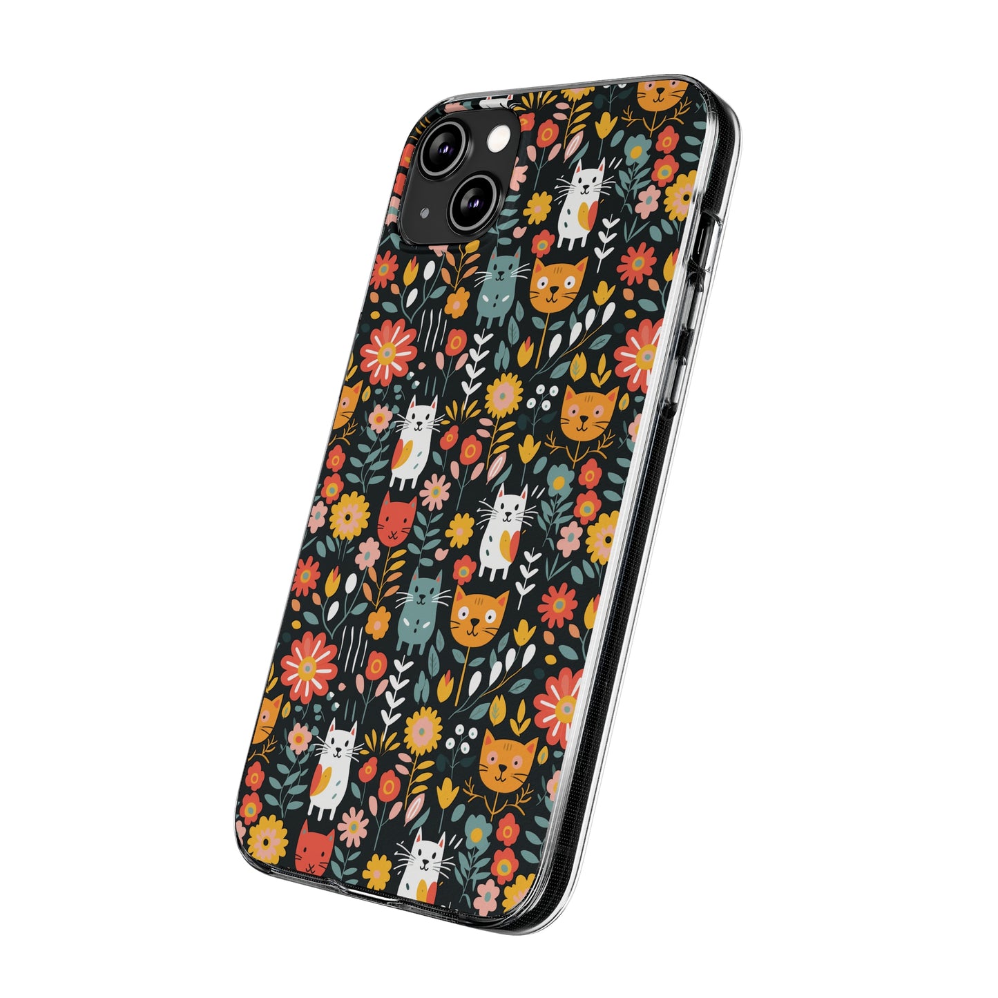 Whimsical Feline Garden Soft iPhone, Google and Samsung Cases