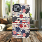 Patriotic Floral Phone Case, Tough Magnetic Cases, American Flag Design, Gift for Her, Independence Day Accessories