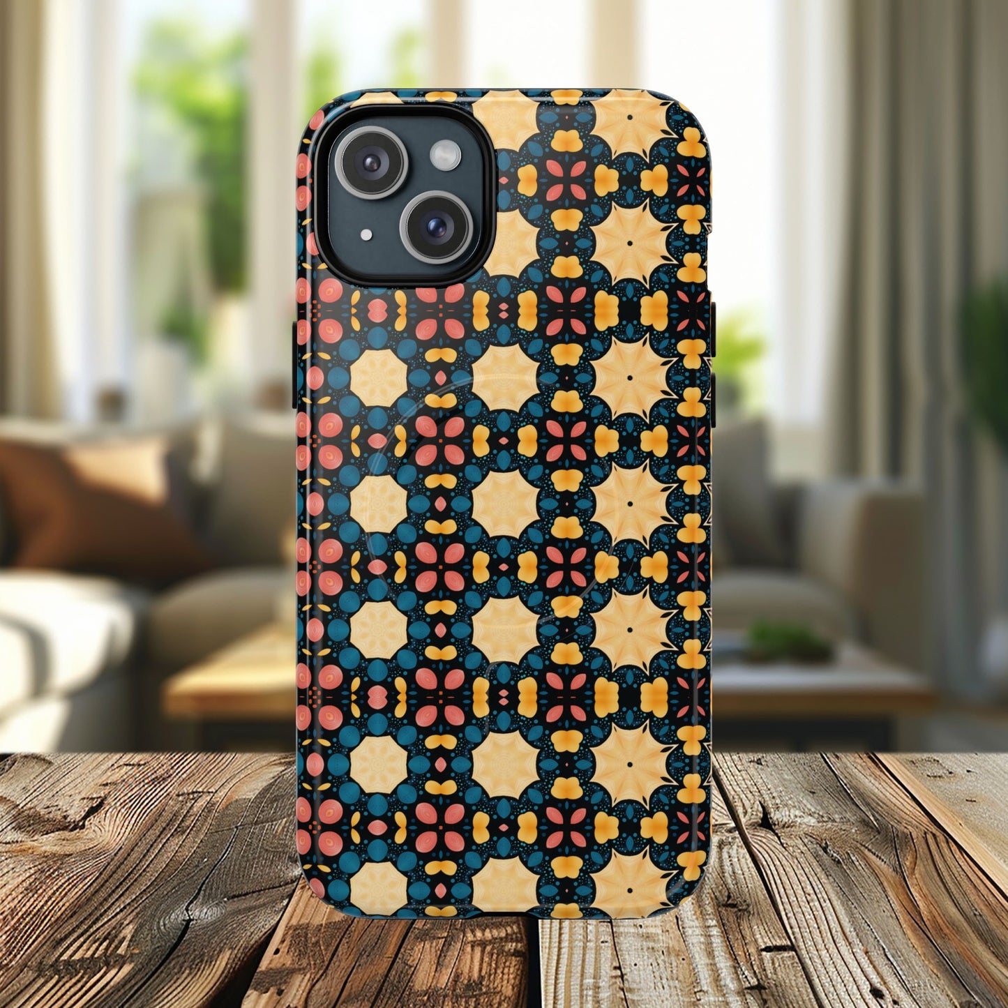 Celestial Spice Tiling Colorful Tough Magnetic iPhone Case, Unique iPhone Cover, Artistic Mobile Shell, Durable Design Accessory, Trendy Gift Idea, MagSafe® iPhone Case.