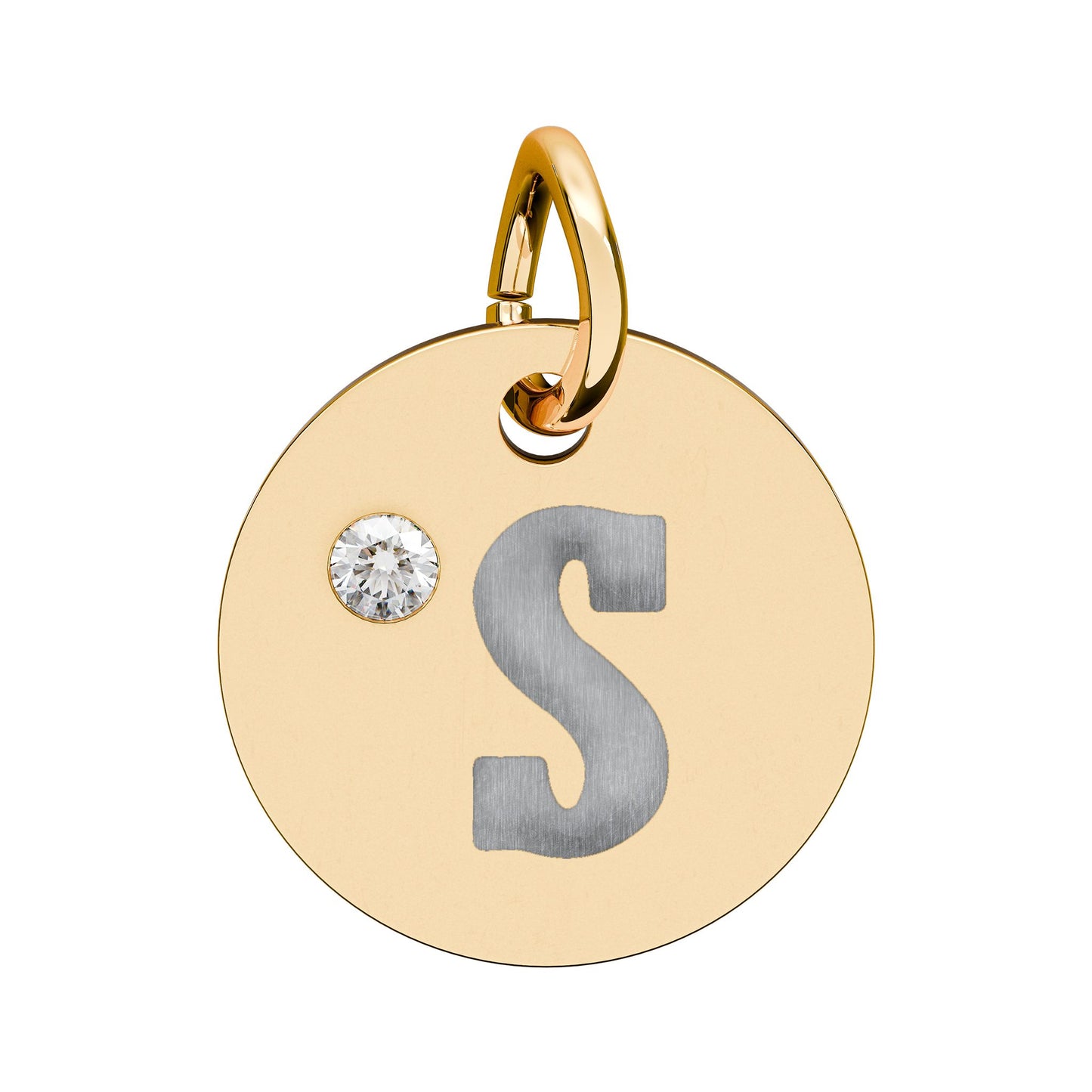 Engraved Birthstone Circle Charm — Personalized Initial Pendant.