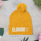 Pom-Pom Knit Cap with 'ELOHIM, GENESIS 1:1'  Embroidery Beanie - Stylish Winter Accessory for All Ages, Perfect Gift for Birthdays, Holidays, and Outdoor Activities