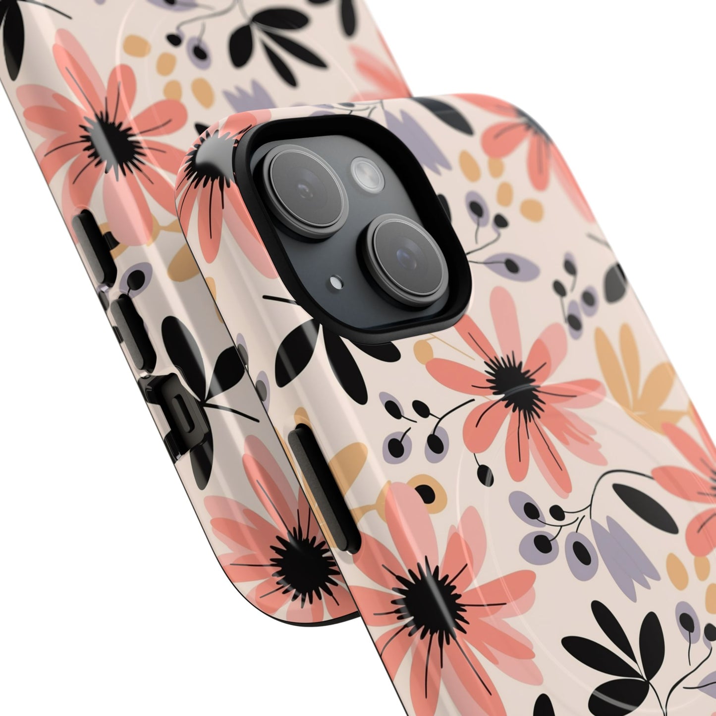 Stylish Soft Petal Noir iPhone Case, Floral iPhone Accessory for Her, Tough iPhone Magnetic Cases, Trendy iPhone Cover, Gift for Friends, Summer Vibes