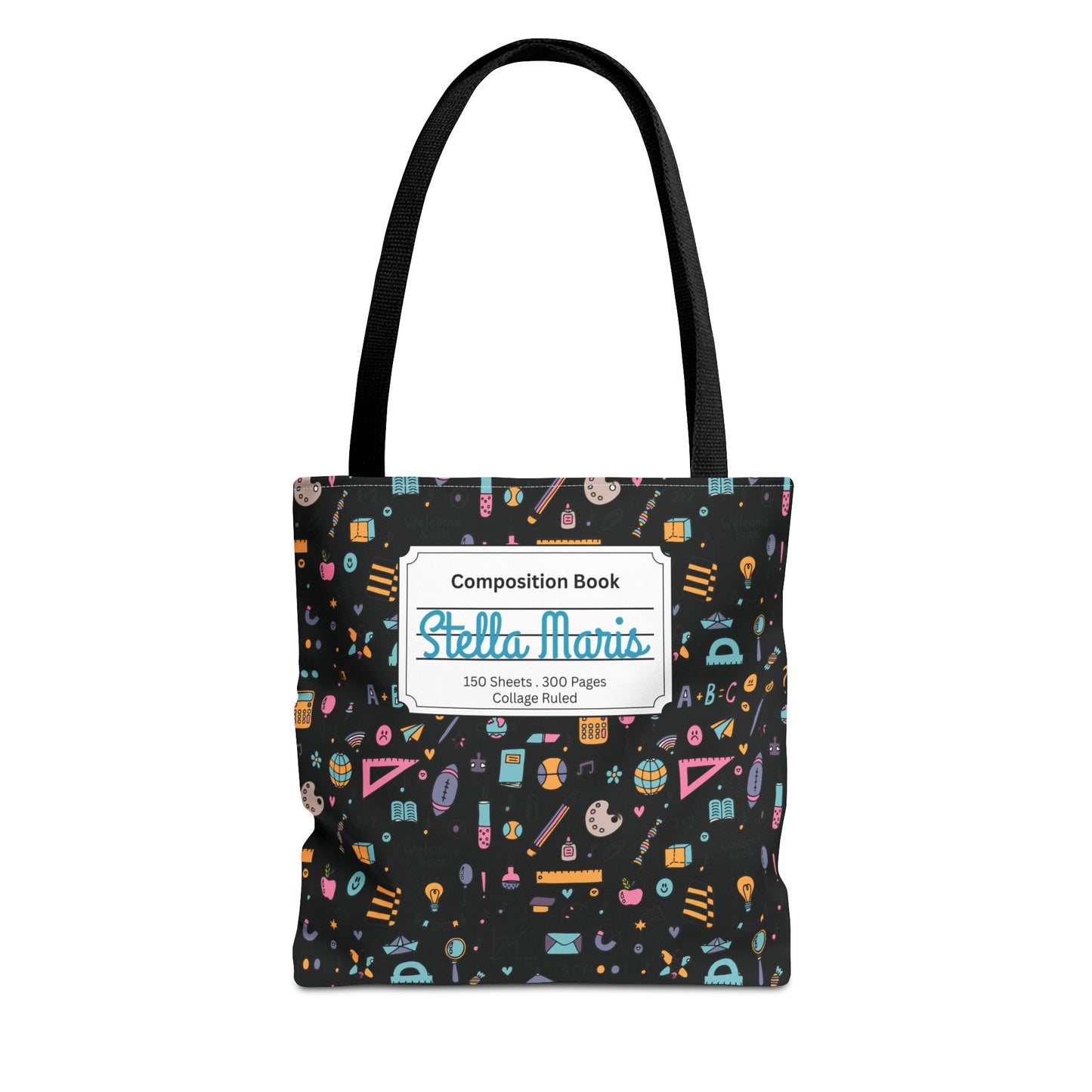 Personalized Chalkboard Chic Composition Book Inspired Tote Bag, Back to School Tote, Teacher Gift, Kids Bag, Custom Name Bag, Educational Accessories, Back to School Tote Bag.