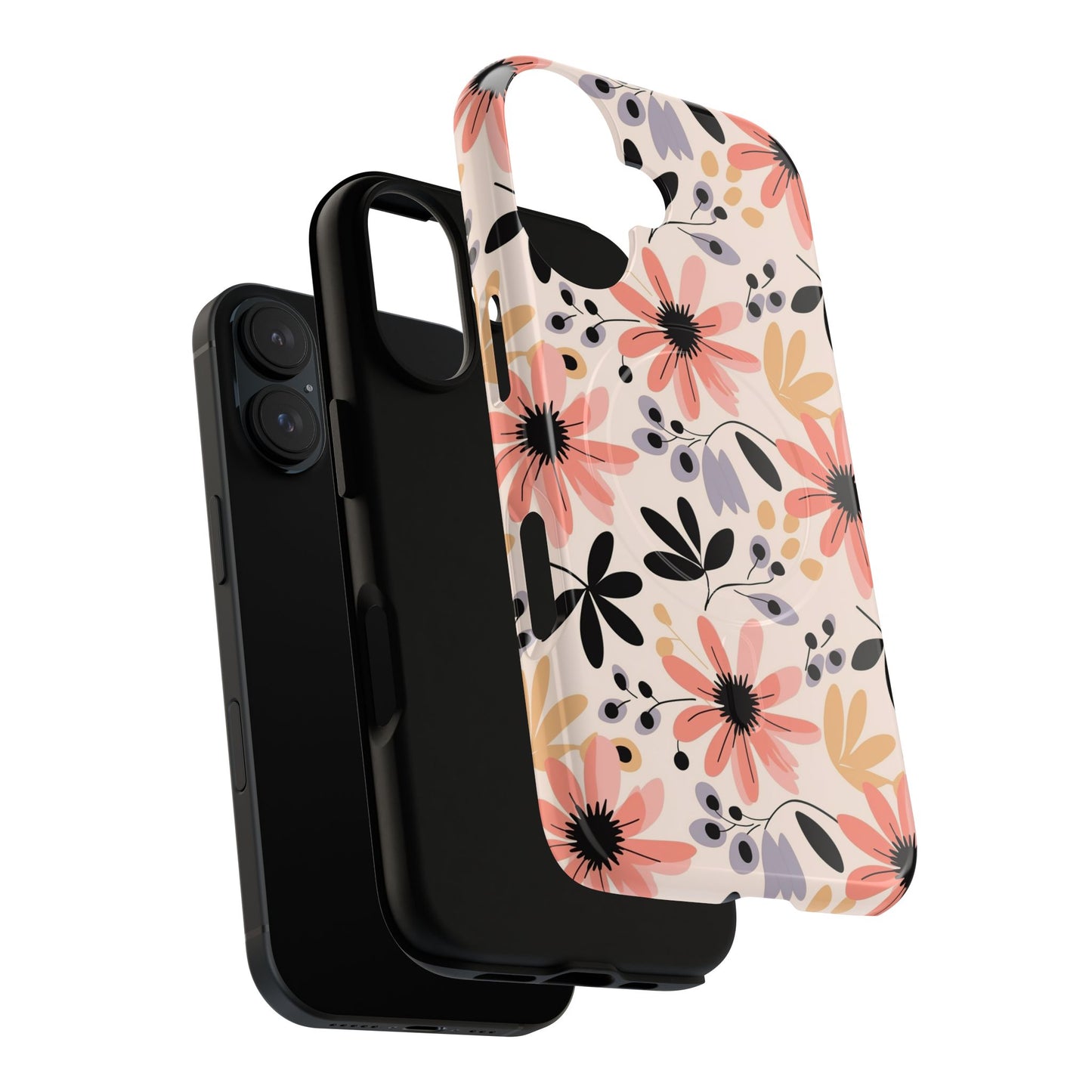 Stylish Soft Petal Noir iPhone Case, Floral iPhone Accessory for Her, Tough iPhone Magnetic Cases, Trendy iPhone Cover, Gift for Friends, Summer Vibes