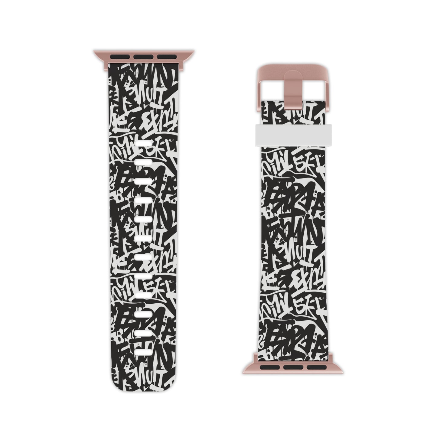 Urban Graffiti Trendy Apple Watch Band with Urban Design - Black and White Graffiti Style