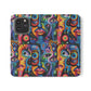 Psychedelic Visions Vibrant Art Flip iPhone and Samsung Phone Case - Colorful Faces Design for Phone Protection