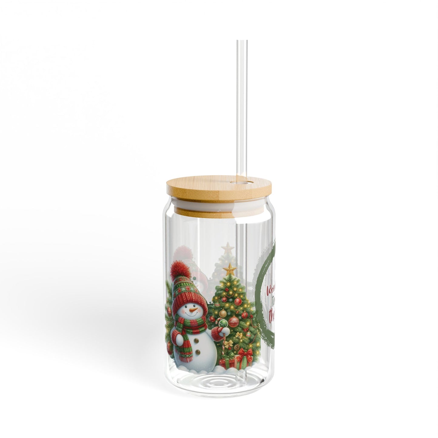 Snowman Sipper Glass, 16oz