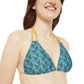 Blue Tropical Bliss Strappy Triangle Bikini Top (AOP)- (PY)