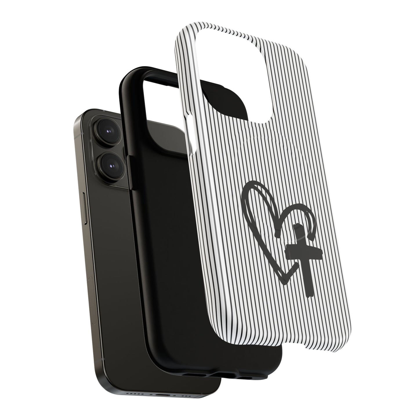 Tough Magnetic Phone Case with Heart & Cross Design, Durable Phone Cover, Unique Gift for Her, Stylish Accessory, Everyday Use
