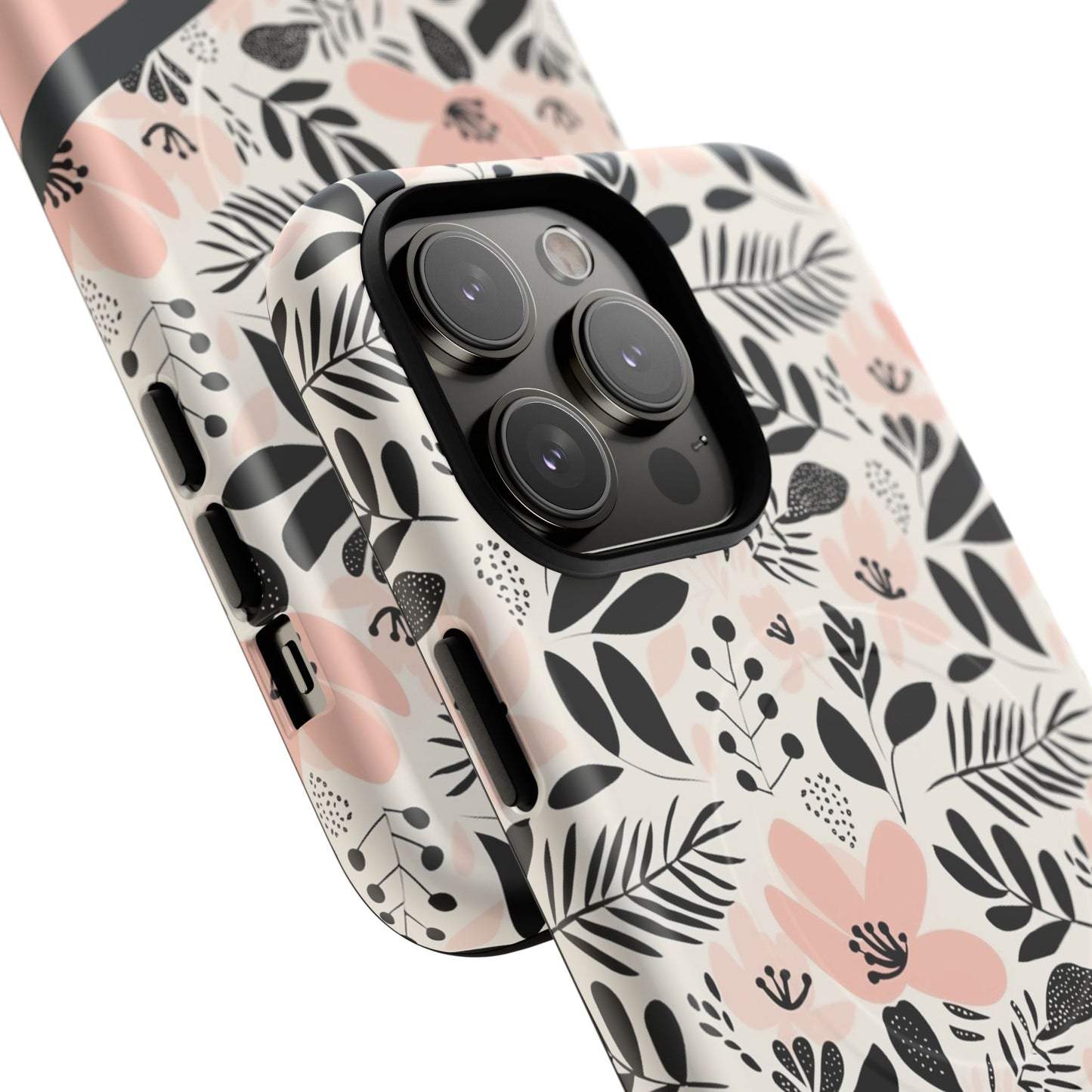 Personalized Floral Blush Garden Whisper Tough Magnetic MagSafe® iPhone® 13, 14, 15, 16, 17, Pro, Pro Max, Plus Cases (Custom Name).