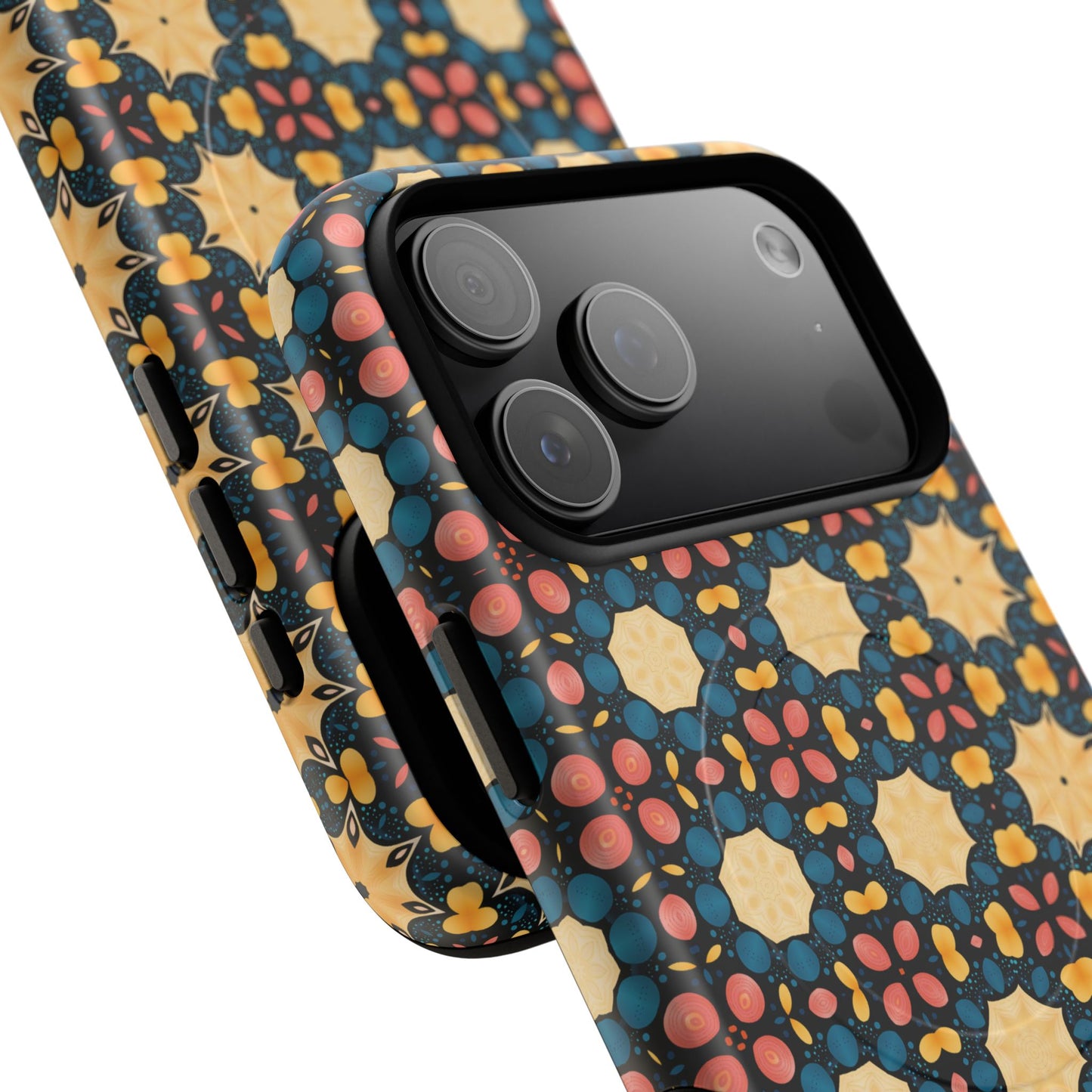 Celestial Spice Tiling Colorful Tough Magnetic iPhone Case, Unique iPhone Cover, Artistic Mobile Shell, Durable Design Accessory, Trendy Gift Idea, MagSafe® iPhone Case.