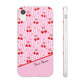 Personalized Cherry Blossom Dreams Flexi Case — Pink Retro Cherry iPhone® 7/8, 11, 12, 13, 14, 15, 16, 17, X/XS, SE, XR, Mini, Pro, Pro Max, Plus Cases.